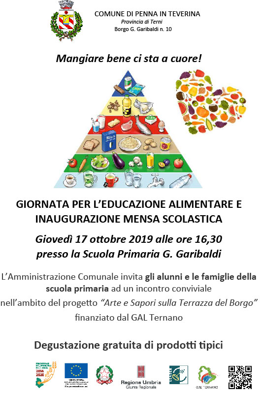 Giornata per l'educazione alimentare e inaugurazione mensa scolastica